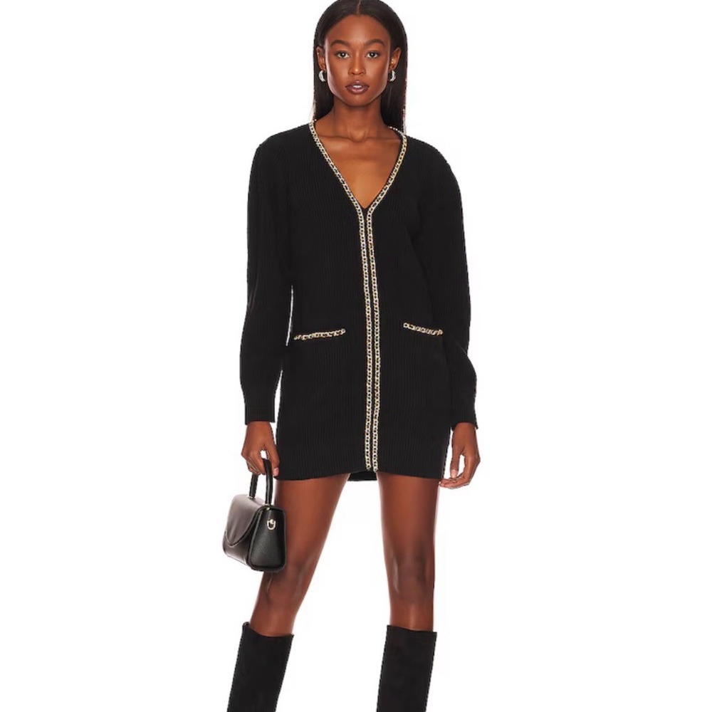 Lovers + Friends Black Mini Dress with Gold Accents